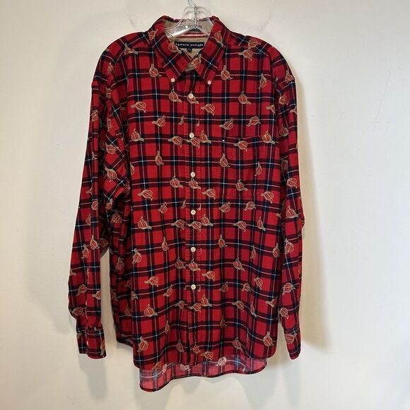 Tommy Bahama Other - Tommy Bahama Red Micro Corduroy Button Down English Saddle Print Men's XL Shirt